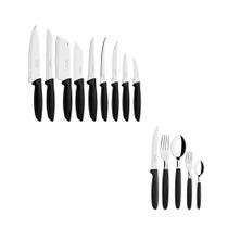 KIT - 2 Faqueiros Inox 30 Peças Ipanema Preto + 1 Conjunto Facas 9pç - Tramontina
