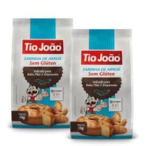 Kit 2 Farinha de Arroz Tio João Sem Glúten 1kg