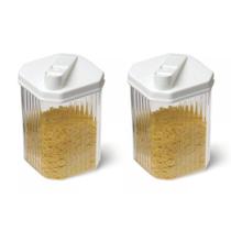 Kit 2 Farinheira Cristal Açucareiro 480ml Pote Acrílico Bico Dosador Açúcar Farinha Aveia Grãos