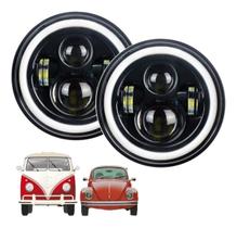 Kit 2 Farol Angel Eyes Defender Led Jeep Troller Fusca Kombi