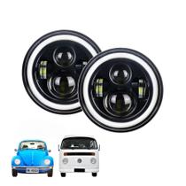Kit 2 Farol Angel Eyes Defender Led Jeep Troller Fusca Kombi