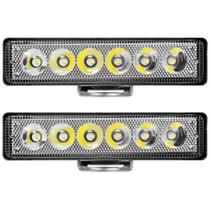 kit 2 Farol de LED Retangular 6 LED Bivolt 10-30V 18W Branco