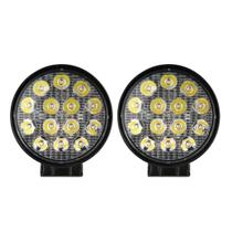 Kit 2 Farol De Milha 42w 14 Leds Redondo Bivolt Agrícola