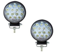 Kit 2 Farol de MILHA 42W 14 Leds REDONDO IP67 Super Branco 12 24V OFF Road Troller