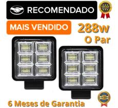 Kit 2 Farol Led Quadrado Milha 144w 12v 24v Extra Forte