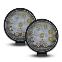 Kit 2 Farol Led Redondo Milha 27w 9 Leds Carro Universal