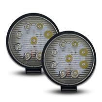 Kit 2 Farol Led Redondo Milha 27w 9 Leds Carro Universal