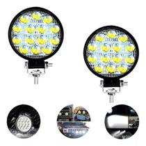 Kit 2 Farol Led Redondo Milha 42w 14 Leds Carro Jeep 12v