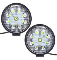 Kit 2 Farol Milha 11cm Redondo 27w 12/24v 9 Leds Universal