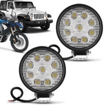 Kit 2 Farol Milha 14 Leds 42w 12v/24v Redondo Off-road 6000k
