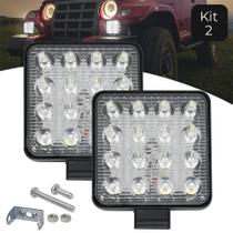 Kit 2 Farol Milha 16 Leds 48w 12v/24v Quadrado Off-road 6000k - RY