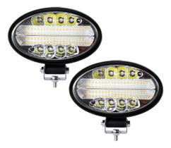 Kit 2 Farol Milha Auxiliar 48led 144w 9v36v Oval Offroad