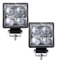 Kit 2 Farol Milha Auxiliar 4led 12w 9v36v Oval Quadrado Kit 2 Farol Milha Auxiliar 4led 12w 9v36v Oval Quadrado