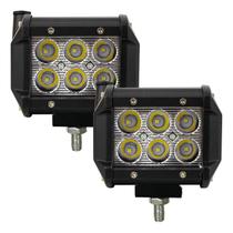 Kit 2 Farol Milha Auxiliar 6led 18w 9v60v Retângulo Offroad Kit 2 Farol Milha Auxiliar 6led 18w 9v60v Retângulo Offroad