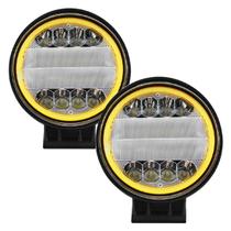 Kit 2 Farol Milha Led Redondo 72w Pisca Âmbar Seta 10-36v