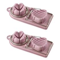 Kit 2 Fatiador Cortador De Ovo Cozido Culinário Profissional - Rosa