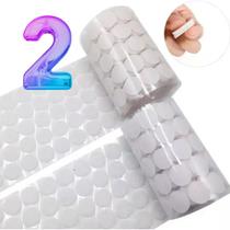 Kit 2 Fecho De Contato Autocolante Bolinha 1,5cm 100pares Premium Cor Branco