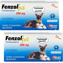 kit 2 Fenzol Pet 500 Mg 6 Comprimidos Vermífugo Anti Verme Para Cães