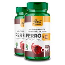 Kit 2 Ferro Com Vitamina C Unilife 60 Cápsulas