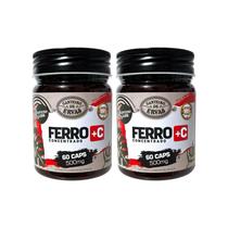 Kit 2 ferro concentrado vitamina C Canteiro de ervas 60 Cáps 500 mg.