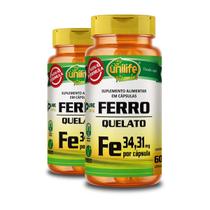 Kit 2 Ferro Quelato Fe Unilife 60 Cápsulas
