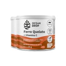 Kit 2 Ferro Quelato + Vitamina C Ocean Drop 60 Cápsulas