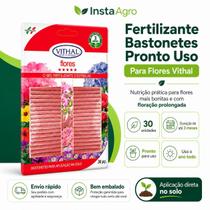 Kit 2 Fertilizante Bastonetes Pronto Uso Para Flores Vithal - 30 Unidades
