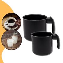 Kit 2 Fervedores Antiaderente Leite Café Caneco Alumínio Teflon Reforçada Indução Convencional Leiteira Cozinha Fogão