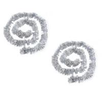 Kit 2 Festão Metalizado Natal Prateado Decoração Luxo 2x10cm