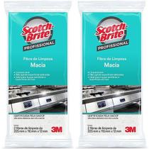 Kit 2 Fibra de Limpeza SCOTCH Brite 3M Branca Macia 2 Unidades