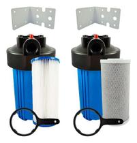 Kit 2 Filtro Água Big Blue 10 E 1 Carvão Ativado 1 Plissado Azul