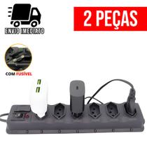 Kit 2 Filtro de Linha 6 Tomadas Régua de Tomada com Fusível Extensão Elétrica Bivolt Tripolar Kit 2 Filtro de Linha 6 Tomadas Régua de Tomada com Fusível Extensão Elétrica Bivolt Tripolar