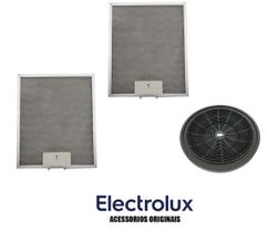 Kit 2 filtros aluminio + 1 carvao depurador electrolux orig