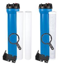 Kit 2 Filtros Completo Carvão Ativado Polipropileno 20 X 2,5 Azul Kit 2 Filtros Completo Carvão Ativado Polipropileno 20 X 2,5 Azul