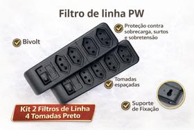 Kit 2 Filtros de Linha 4 Tomadas Proteção Elétrica DPS - Nacional