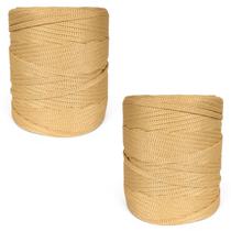 Kit 2 Fio Náutico Premium 100% Poliéster 5mm 500g Crochê Champagne