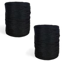 Kit 2 Fio Náutico Premium 100% Poliéster 5mm 500g Crochê Preto