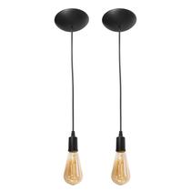 Kit 2 Fio Pendente Liso Cabo Retro 1 Metro Com Canopla Kit 2 Fio Pendente Liso Cabo Retro 1 Metro Com Canopla