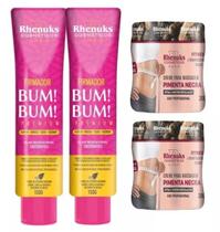 Kit 2 firmador bumbum 150g barriga/coxa/abdomen 2 gel redutor de medida pimenta negra 200g