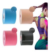 Kit 2 Fita Bandagem Elástica Fisioterapia Taping Muscular Tape Musculação Exercícios Esporte Joelho Coluna Vertebral Omb