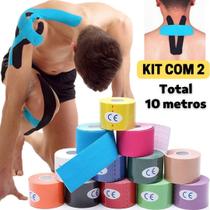 Kit 2 Fita Cinesiológica Kinesio Tape Bandagem Elástica Funcional Esportiva Fisioterapia Reabilitação Muscular - CJJM