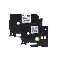 Kit 2 Fita Compatível Brother Tze 131 Tze 231 Incolor e Branca Letra Preta 12mm