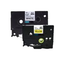 Kit 2 Fita Compatível Brother Tze 631 231 Amarela e Branca Letra Preta 12mm