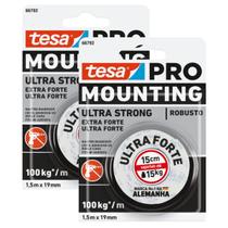 Kit 2 Fita Dupla Face Extra Forte Até 100kg 19mm X 1,5m Profissional Tesa