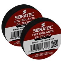 Kit 2 fita isolante de tecido sibratec preta de 19mm x 25mt