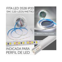 Kit 2 Fitas LED P/ Perfil de LED - 3528 IP20 Rolo 5m-120 Leds/Metro Luz Branca Fria/6500K