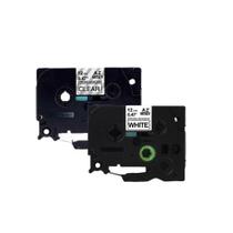 Kit 2 Fitas Strong Compatível Brother Tze S131 S231 Incolor e Branca Letra Preta 12mm