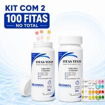 Kit 2 Fitas Teste Analise 4 em 1 Cloro Livre Ph e Alcalinidade Total 100 Tiras Nacionnal Piscinas Kit 2 Fitas Teste Analise 4 em 1 Cloro Livre Ph e Alcalinidade Total 100 Tiras Nacionnal Piscinas