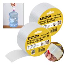 Kit 2 Fitas Transparente com Fibra de Vidro 10 Metros Para Embalagens Pesadas BOM1351 Kit 2 Fitas Transparente com Fibra de Vidro 10 Metros Para Embalagens Pesadas BOM1351