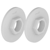 Kit 2 Flange Roscável C/ Sextavado Sem Furo PVC Branco 1/2''